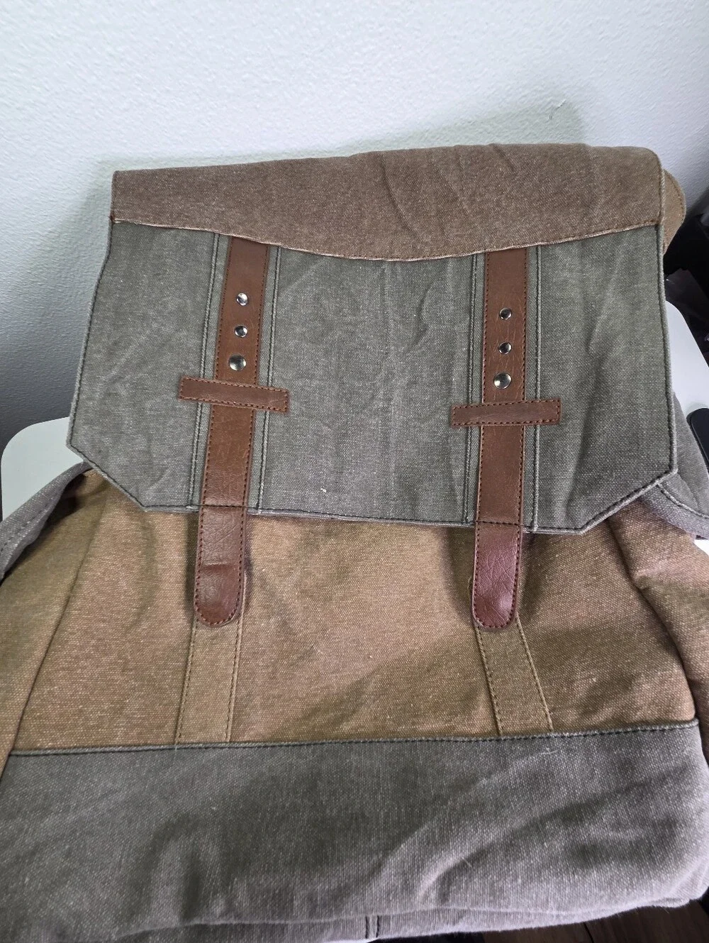 Mona B Canvas Military Tarp Sebastian Travel Backpack Distressed Pockets